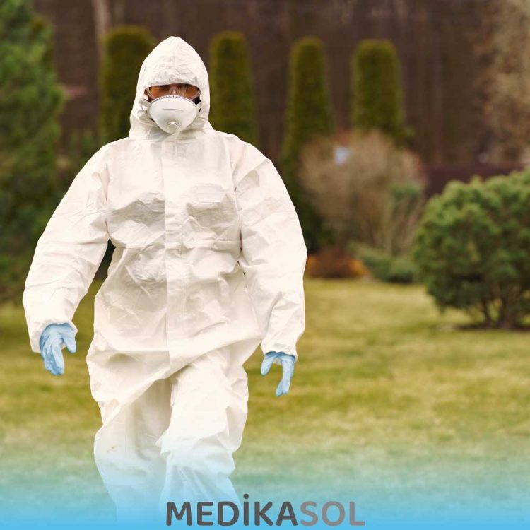 Man with Protective Body Suit Walking